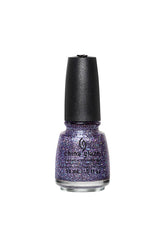 Front view of China Glaze Nail Lacquer in Pick Me Up Purple variant with black lid and label text
